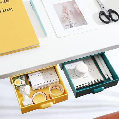New Self Stick Pencil Tray Desk Table Storage Drawer Organizer Box Under Desk Stand Self-adhesive Under-drawer Box Office Storag