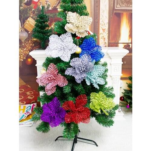 Hanging Christmas Artificial Flower Head Diy Christmas Tree Decoration Scrapbook Craft Flower Arrangement For Party Decor