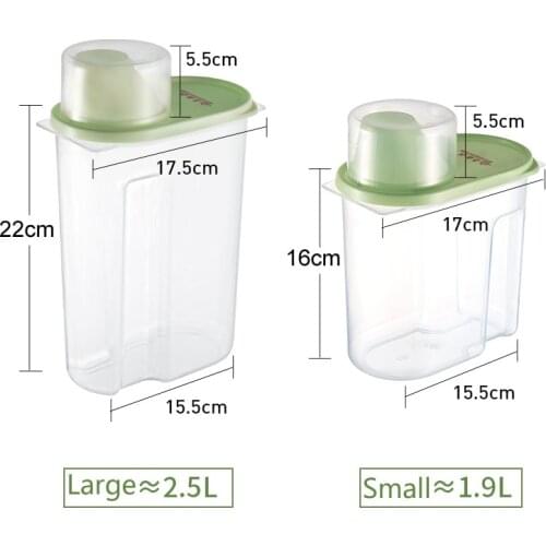 PP Food Storage Box Plastic Clear Container Set with Pour Lids Kitchen Storage Bottles Jars Dried Grains Tank 1.9L-2.5L