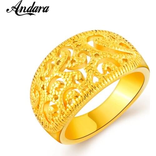 Hot Trendy Rings High Quality Classic Hollow Round Rings Gold Color Fashion Jewelry Femme Men Accessories JR076