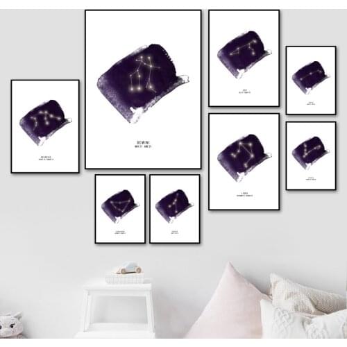 Home Decor Prints Paintings Nordic Style Twelve Constellations Wall Arts Pictures Modular Canvas Poster For Bedside Background