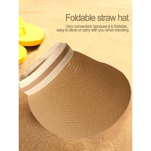 Women Straw Sun Hat Summer Sun Shade Beach Hat With Wide Brim Straw Straw Hat With Empty Top And Big Brim Sunshade Beach Hat