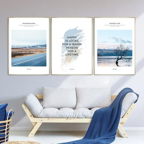 Nordic Highway Abstract Spray Color Letters Poster Picture Landscape Scenery Canvas Painting Living Room Scandinavian Decoration