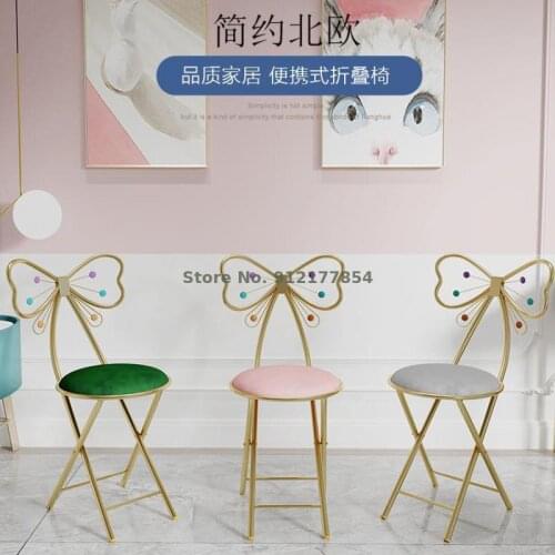 Makeup stool butterfly stool cute bedroom dressing table chair back chair net red heart-shaped nail stool modern minimalist