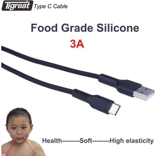 Tigreat USB Type c Cable Silicon 3.1 Fast Charging Data Transfer 1m Wire Cord 1M for Samsung Huawei Xiaomi Android Phone Charger