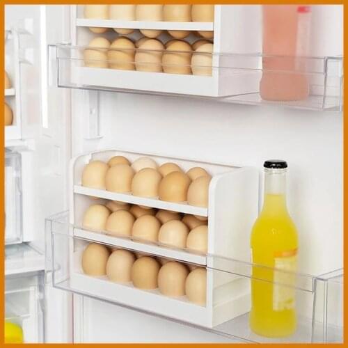 Three Layers Creative Flip Egg Storage Box Fridge Organizer Container Household Kitchen Egg Keep Fresh Rack Can Store 30 Egg