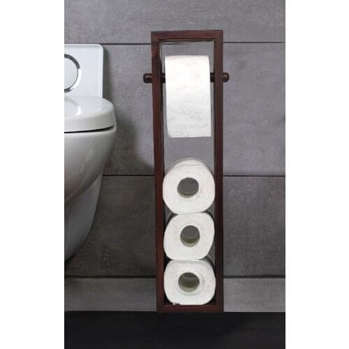 Uldemart Wood Toilet Roll Holder Holder Rack Bathroom Accessories Set