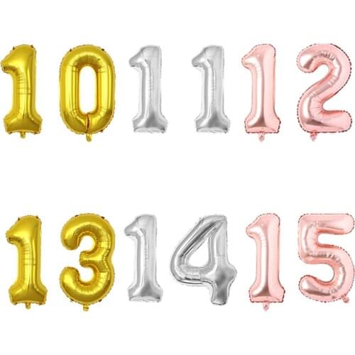 40inch 10 11 12 13 14 15 16 17 18 19 Balloon Rose Gold Silver 10th 11th 12th 13th 14th 15th Birthday Party Decoration Balloons