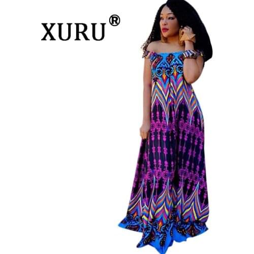 XURU sexy new womens classic print wrap neck collar dress bohemian dress