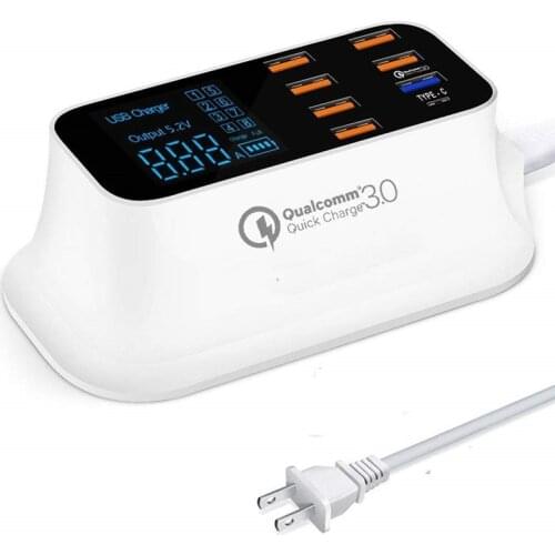 Tongdaytech Multi Fast USB Charger 8 Port Quick Charge 3.0 LED Display USB Phone Charging Station Cargador Portatil Charger