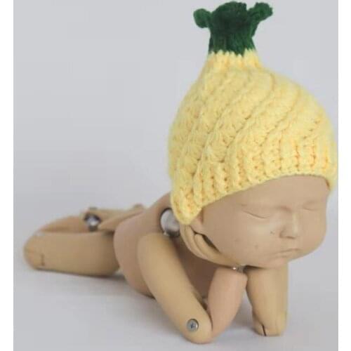 Yellow Baby Hat Photo Prop Knitted Newborn Hat Fruit Pattern Crochet Soft Cap Newborn Photography Props Neutral Bonnet