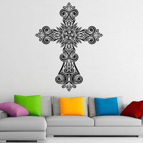 ZOOYOO Cross Wall Decals Jesus Christ Religion PVC Wall Sticker Home Decoration Living Room Sticker Removable