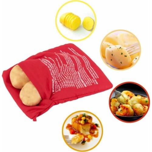 1PC NEW Red Washable Cooker Bag Baked Potato Microwave Cooking Potato Quick Fast (cooks 4 potatoes at once) Kitchen Accessories