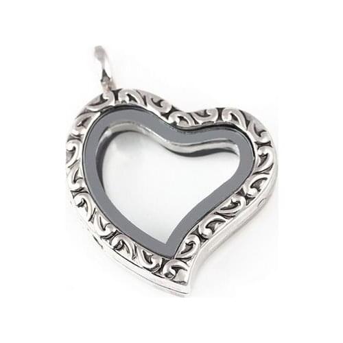 10SET/lot Vintage Heart Magnetic Glass Floating Locket With Free Chains Fashion Jewelrys