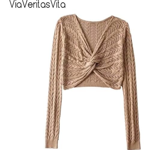 2021 Korean Fashion V Neck Long Sleeve Tops With Knot Womens Solid Sexy Cropped Party Shirts For Women Summer Mujer Tops