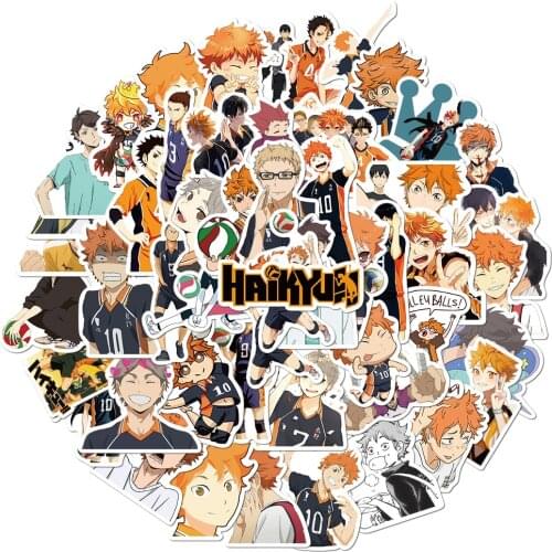 52pcs Pack Hot Japanese Anime Haikyuu!! Stickers for Luggage Fridge Door Decor Waterproof Pvc Decal Phone Laptop