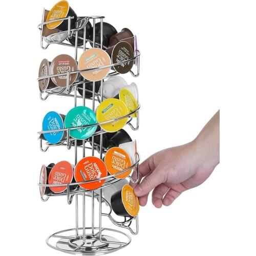 Dolce Gusto Coffee Rack Rotatable Plating Racks Display Black Rack Stainless Steel Nespresso K-Cup Multifunctional Container