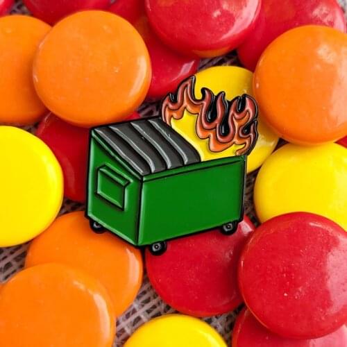 Dumpster Fire Enamel Lapel Pin Badge Pins