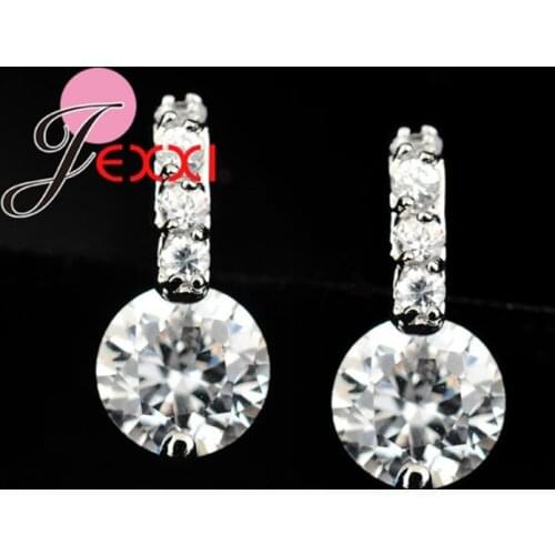 Hot Sale Elegant Wedding Engagment Woman Lady Stud Earring 925 Sterling Silver AAA CZ Zircon Crystal Jewelry For Bridal
