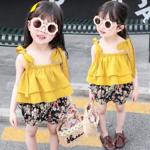 Girls Clothing Sets 2020 New Kids Summer Clothes Outfit Casual Daily Sets Cute Blouse+ Floral Short Pants 2pcs Kids Clothes Sets