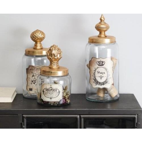 Creative Thickened Glass Sealed Jar Dried Fruit Jar with Lid Storage Jar Candy Jar Retro Creative Decorative Jar Decoration