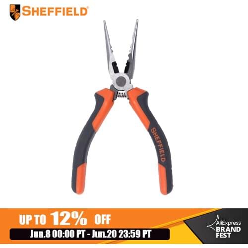 SHEFFIELD 6 inch Electrician Long Nose Pliers Multifunctional Cutting Pilers Electric Repair Pliers Tools S045016 double color