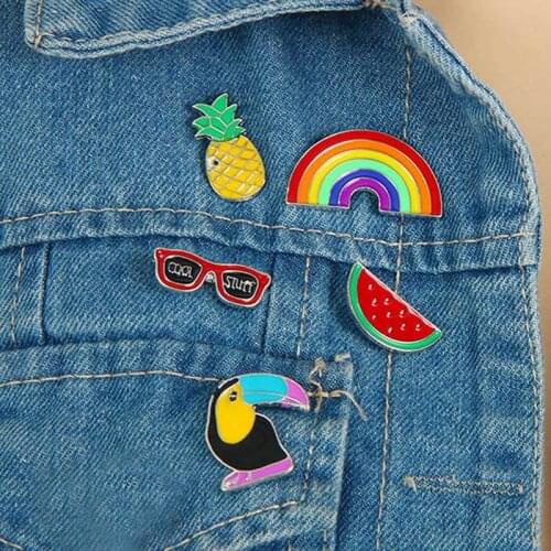 Pin Set Pineapple Sunglasses Bird Broches Jewelry Fashion Cartoon Enamel Mini Button Brooches For Women Shirt Collar Badge Gift