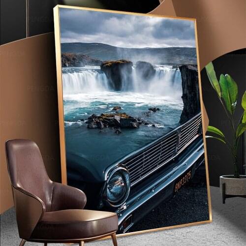 Wall Art HD Printed Car Landscape Canvas Paintings Home Decor Creativity Waterfall Modular Pictures Modern Posters Bedroom Frame