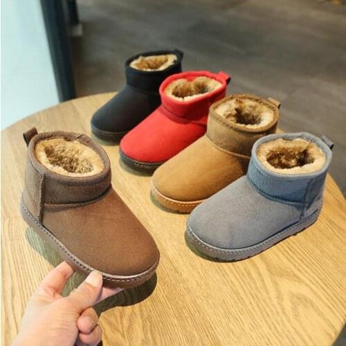 2020 Winter New Childrens Warm Boots Girls Snow Boots Boys Cotton Shoes Plus Velvet Baby Shoes Boots Grey Black Sport Shoes