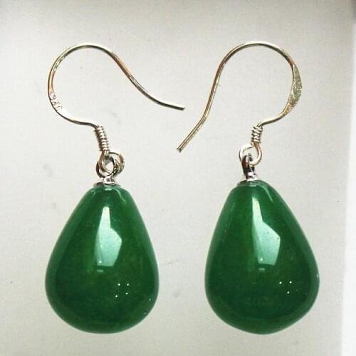 Wholesale water drop 12*16mm beautiful green jades earring