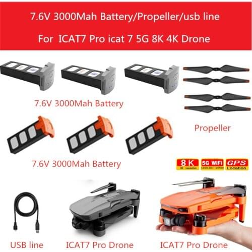 Original 7.6V 3000mAh Battery for ICAT7 Pro GPS WIFI FPV RC Drone Icat 7 Main Blades Icat7 Pro Accessories