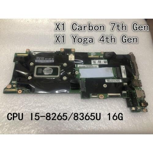 Original laptop Lenovo Thinkpad X1 Carbon 7th Gen/ X1 Yoga 4th Gen Motherboard With CPU I5-8265U/8365U 16G 01YU356 5B20X57799