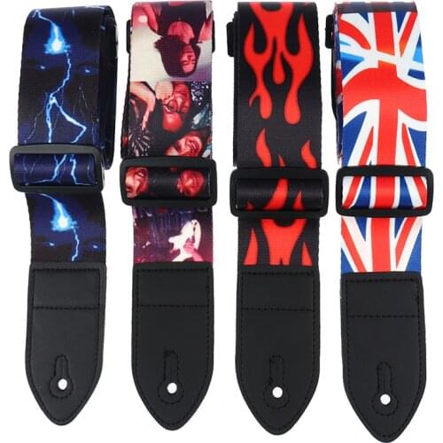 Nylon Guitar Strap For Acoustic Electric Guitar And Bass Multi-Color Guitar Belt Adjustable Colorful Printing Nylon Straps