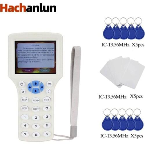 RFID Reader Writer Copier Duplicator IC/ID 10 Frequency with USB Cable for 13.56Mhz Cards and Keyfobs LCD Screen Duplicator