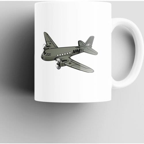 World War II Aircraft Patterned, Printed White Cup Cup, Porcelain Raw Material, Handle, Gift, quality Mug and Printing