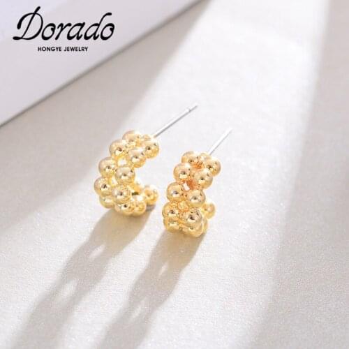 Dorado Tindy Beads Stud Earrings For Women High Quality Metal New Attractive Accessories Party Gifts Brincos Gold Color