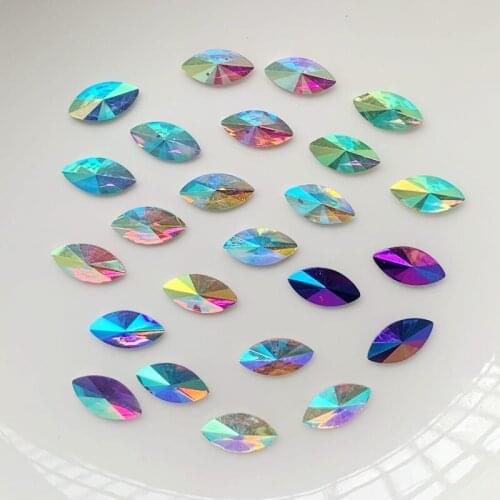 100PCS 5*10MM Acrylic flat back Rhinestone AB horse eye diamond glass crystal jewelry stone 3D nail decoration DIY accessories
