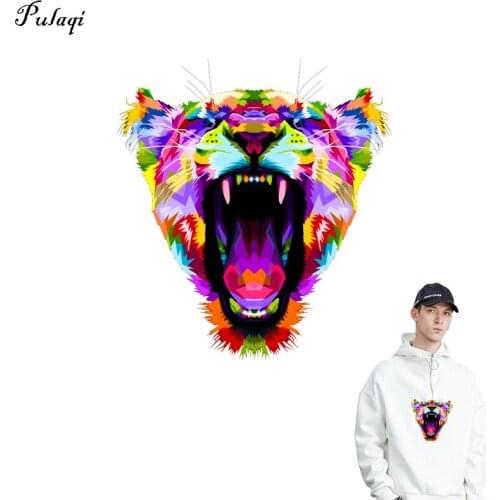 Pulaqi Iron On Transfers Cool Animal Patches Leopard Heat Thermal Transfer For Man Kid Clothes DIY Decoration Thermal Sticker F