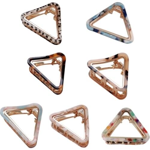 Triangle Acetate Hair Claw Hollow Out Geometric Hairpins Jaw Clips Barrettes F42F