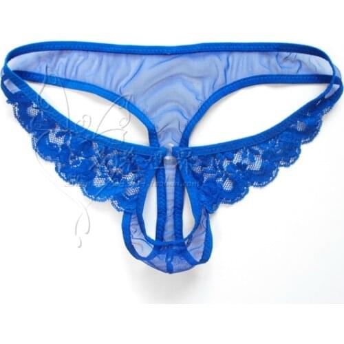 Man Mens sexy sheer transparent lace thongs g-string panties briefs t back panties open crotch jockstrap gay underwear pink red