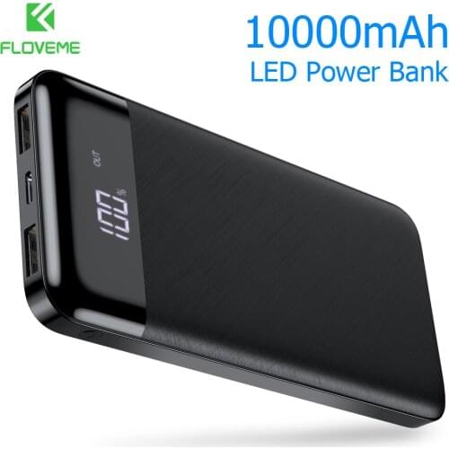 FLOVEME Power Bank 10000mAh External Battery Pack for Xiaomi mi Power Bank Powerbank Paver Bank Portable Charger MicrouSB Type C
