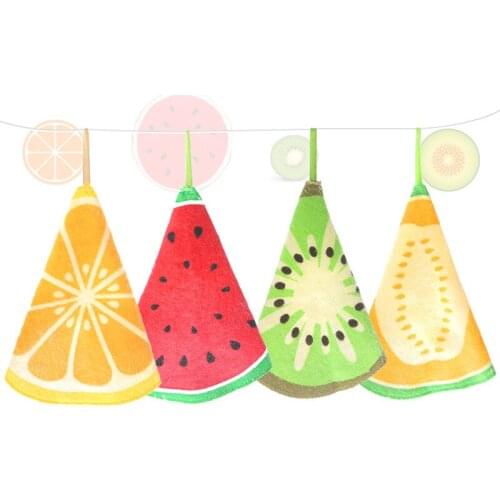 Cut Wipes Hanging Towel Quick-Dry Fruit Pattern Cartoon Wash Hand Towel Dish Cloth Children Wiping Napkin Kitchen Scouring Pad