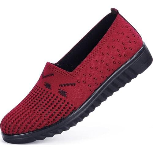 Women Sneakers Shoes 2019 Summer Fat Platform Shoes Woman Mesh Walking Shoes Slip on Flats Casual Ladies Mom Shoe35-41