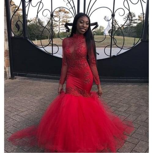 New Fashion Mermaid Prom Dresses 2021 vestidos de fiesta largos elegantes de gala Long Sleeve Evening Gowns Sheer Party Dress