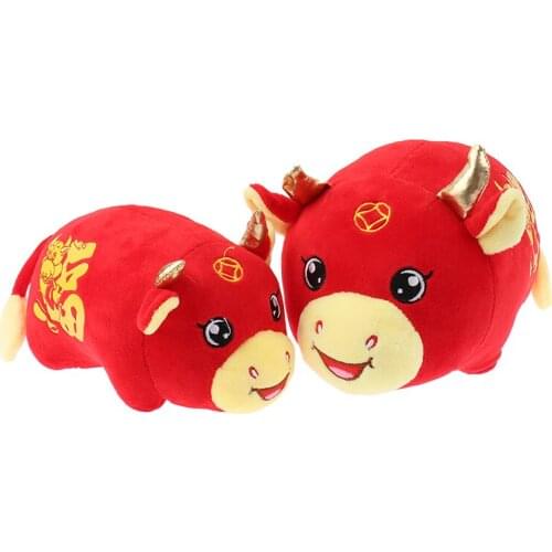 1Pc 2021 Chinese New Year Zodiac Ox Cattle Plush Toy Milk Cow Mascot Plush Doll