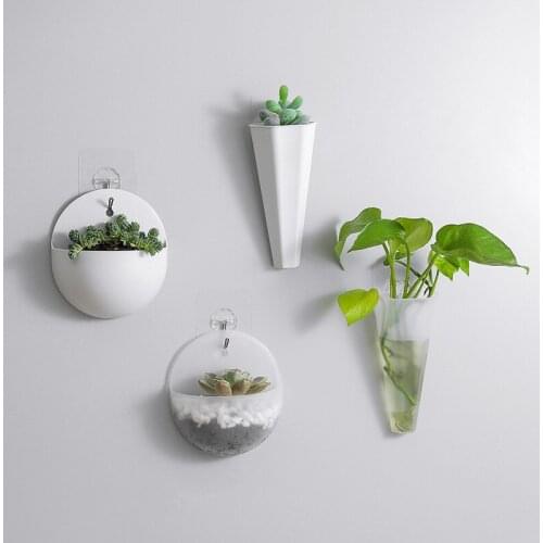 1pcs/Modern Simple Semicircle Shape Vase Clear Hanging Plastic Vase Flower Planter Pots Wall Vase Bonsai Decor Home Decoration