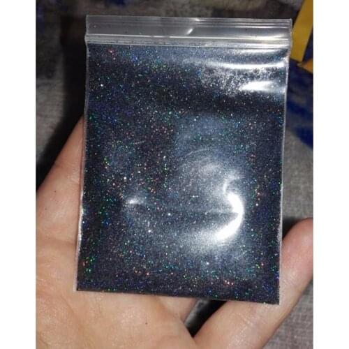 1 Bag 10ML Hot Sale Holographic Laser 1/128 Sequins Dust Holo Nail Glitter Powder Nail Art Black Acrylic UV Glitter Powder 10g