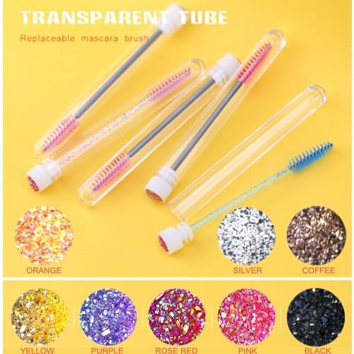 10/20pcs Reusable Eyelash Brush for Eyelash Extension Make up Brushes Disposable Crystal Eyebrow Brush Micro Drill Separate Tube