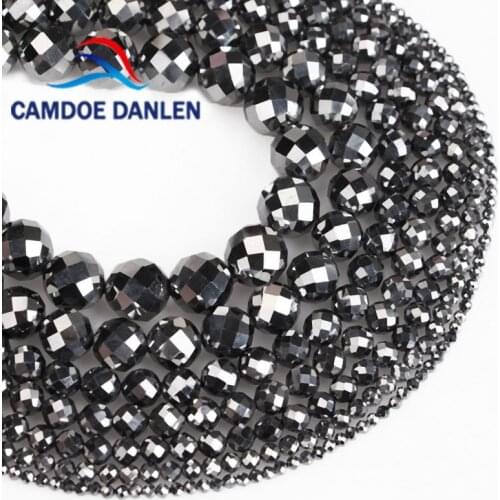 100% Natural Stone Small Beads Top Faceted Terahertz 2/3/4/5/6/8/10mm Section Loose Beads for Jewelry Making Necklace Bracelet