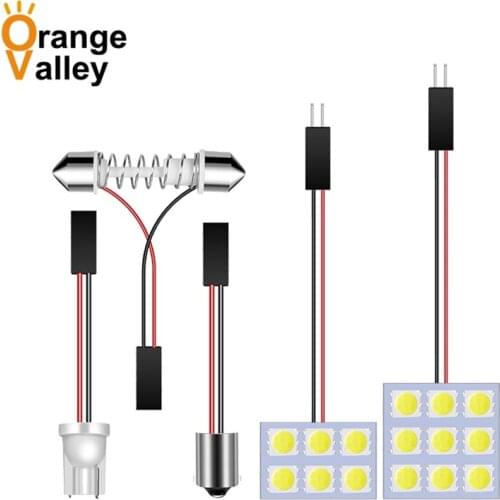 100pcs T10 BA9S Dome Festoon 6 9 12 15 18 LED 5050 SMD Car Auto Interior Reading Door Lights Panel Lamp Bulb 3 Adapters